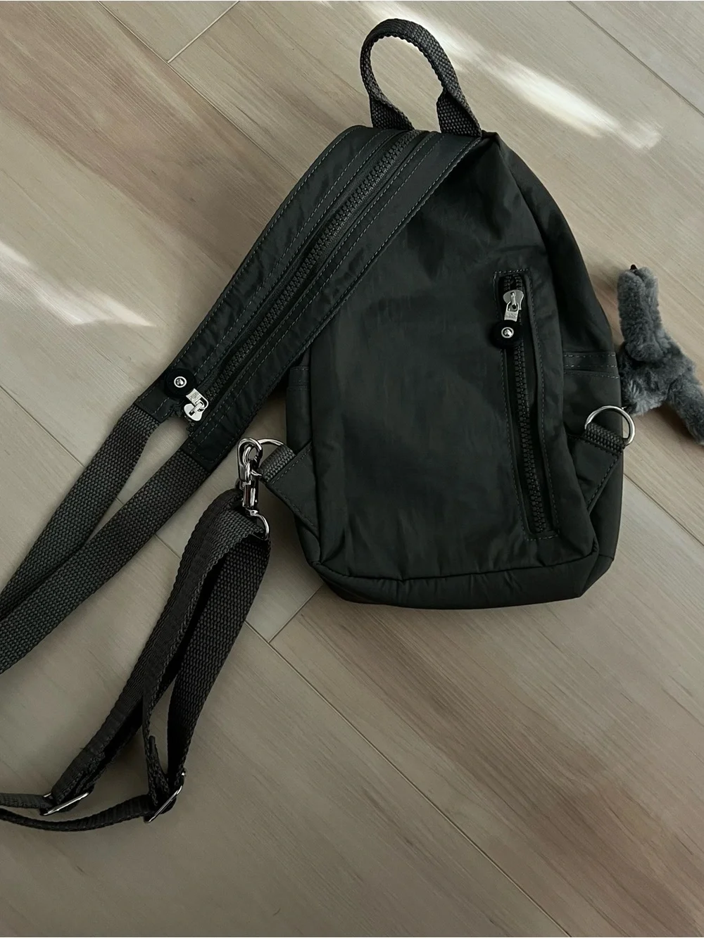 3-in-1 Convertible Anti-Theft Kipling Grey Compact Sling Backpack